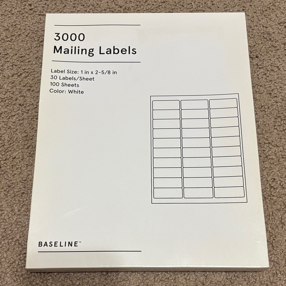 Baseline White Mailing Labels